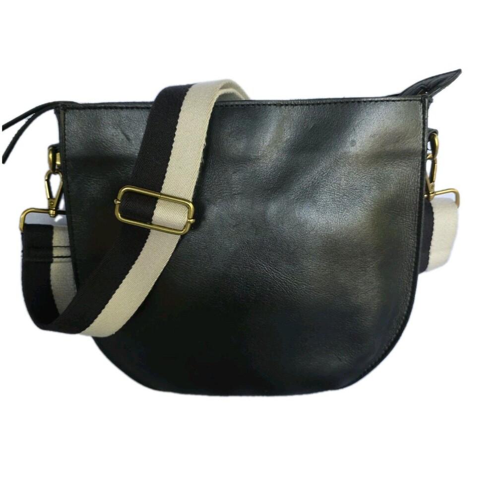 Madewell Black Shoulder Bag with Cream Strap